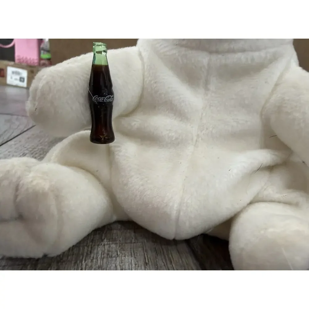 Coca-Cola Polar Bear Plush w/ Red Coca-Cola Hat & Bottle 1998 Soda Theme